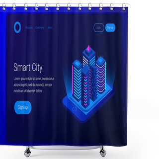 Personality  Smart City Isometric Concept. Shower Curtains