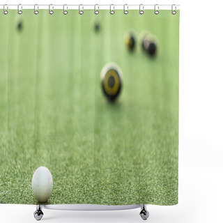 Personality  Lawn Bowls Focussed On Jack Shower Curtains