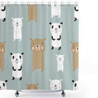Personality  Seamless Pattern With  Bears Shower Curtains