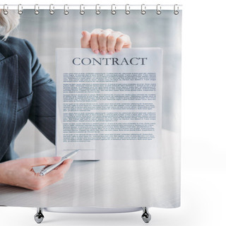 Personality  Businesswoman Pointing At Contract Shower Curtains