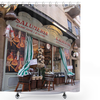 Personality  Historical Salumeria With Italian Meat Specialties In Verona Shower Curtains
