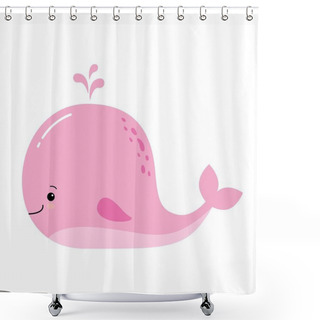 Personality  Cute Cartoon Whale. Adorable Little Pink Whale Vector Illustration Collection. Shower Curtains