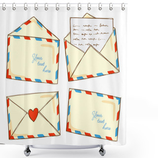 Personality  Set Of Mail In Doodle Style Shower Curtains