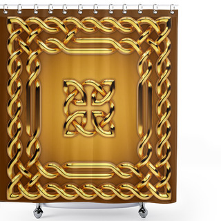 Personality  Gold Celtic Frame Border And Sign Shower Curtains