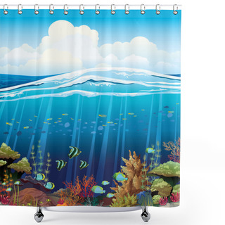 Personality  Coral Reef With Underwater Creatures. Shower Curtains
