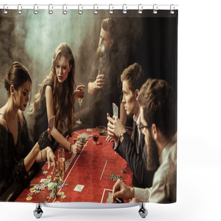 Personality  Young People Playing Poker Shower Curtains