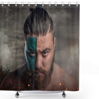Personality  Scandinavian Male Warrior On A Battlefield Shower Curtains