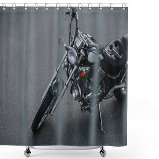 Personality  Classic Cruiser Motorcycle Standing On Asphalt Road Shower Curtains