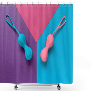 Personality  Sex Toys. Two Jiggle Balls On A Color Background. Useful For Sex Shop, Adults Shower Curtains