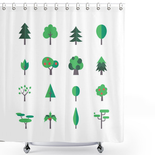 Personality  Tree Icon Set Shower Curtains
