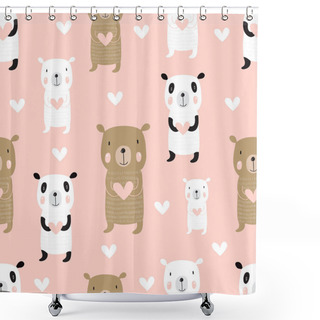 Personality  Seamless Pattern With  Bears Shower Curtains