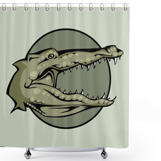 Personality  Vector Illustration Of An Angry Crocodile Or Alligator Head Snapping Set Inside Circle. Shower Curtains