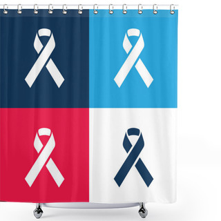 Personality  Awareness Ribbon Blue And Red Four Color Minimal Icon Set Shower Curtains