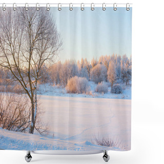 Personality  Winter Morning With Snow And Frost Shower Curtains