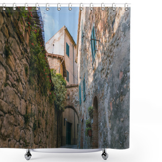 Personality  Low Angle View Of Buildings In Tuscany, Italy Shower Curtains