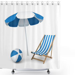 Personality  Beach Umbrella, Chair And Ball Shower Curtains