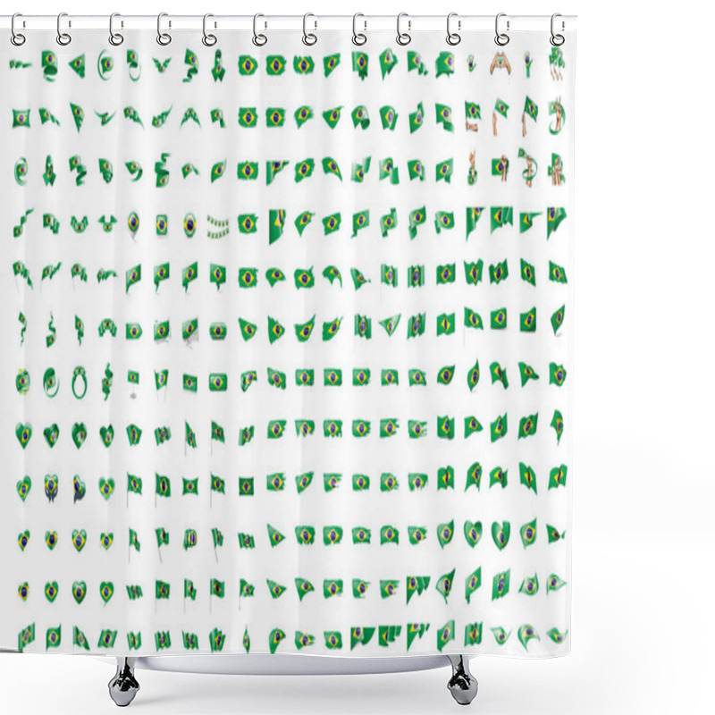 Personality  Very Big Collection Of Vector Flags Of The Brazil Shower Curtains