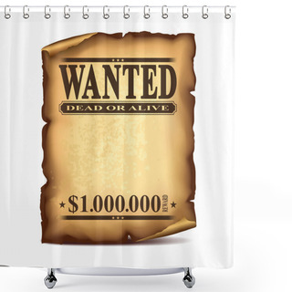Personality  Wintage Wanted Poster Isolated On White Vector Shower Curtains