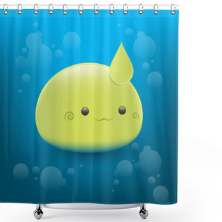 Personality  Cute Green Face. Vector Illustration. Shower Curtains
