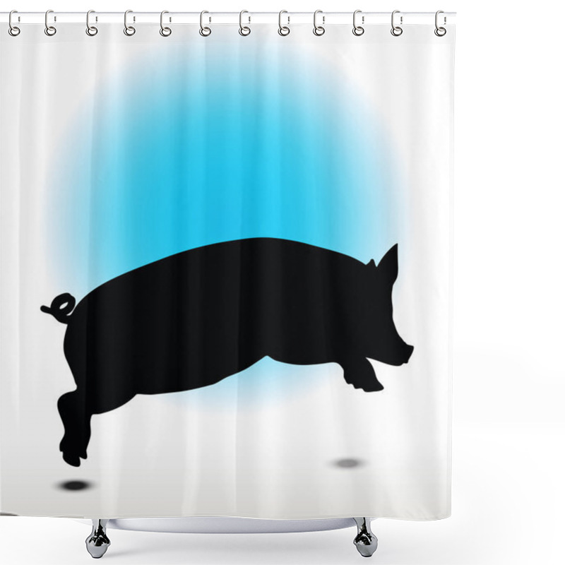 Personality  Pig Silhouette Vector Image Shower Curtains