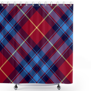 Personality  Blue Red Check Plaid Texture Seamless Pattern. Vector Background Shower Curtains
