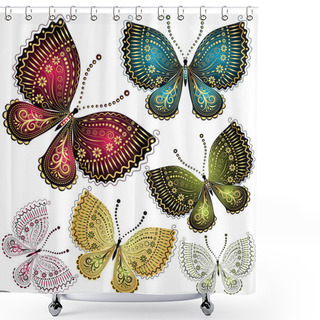 Personality  Set Fantasy Vintage Butterfly Shower Curtains