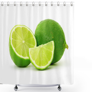 Personality  Limes With Slices Isolated On White Background Shower Curtains