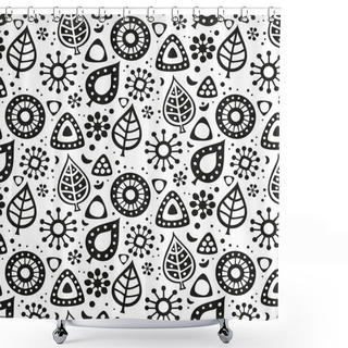Personality  Cute Seamless Pattern With The Leaves And Flowers.  Shower Curtains