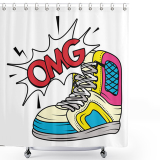 Personality  Tennis Sport Shoes Pop Art Style Shower Curtains