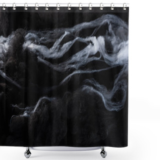 Personality  Black And White Cotton Wool Clouds, Dark Halloween Background Shower Curtains