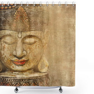 Personality  Oriental Background With Buddha Face Shower Curtains