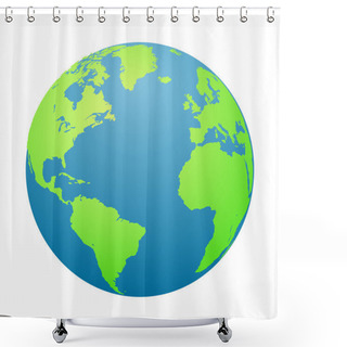 Personality  World Globe. Planet Earth In A White Background. Vector Illustration Shower Curtains