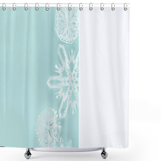 Personality  Decorative Christmas Snowflakes, Isolated On Light Blue With Copy Space  Shower Curtains