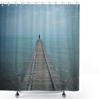 Personality  Girl On The Pier Shower Curtains
