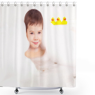 Personality  Boy Taking A Bath Shower Curtains