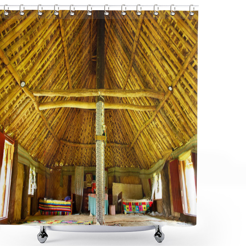 Personality  Interior Of Traditional House, Navala Village, Viti Levu, Fiji Shower Curtains