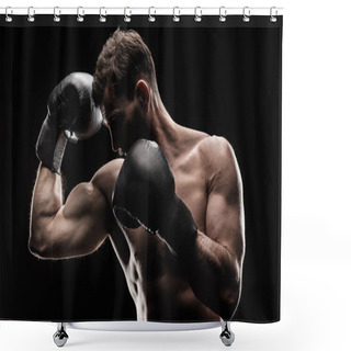 Personality  Sportsman In Boxing Gloves  Shower Curtains
