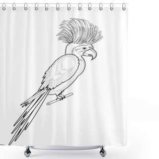 Personality  A Monochrome Sketch Of Macaw Parrot Isolated On A White Backgrou Shower Curtains