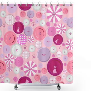Personality  Buttons Endless Pattern Shower Curtains
