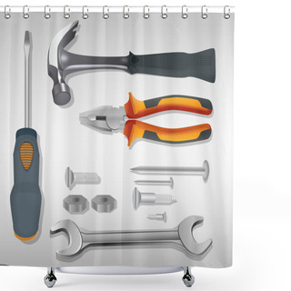 Personality  Different Tools. Vector Illustration. Shower Curtains