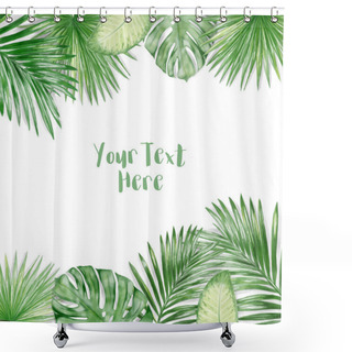Personality  Watercolor Exotic Leaves Frame Shower Curtains