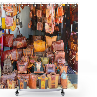 Personality  Sri Lankan Traditional Handcrafted Goods For Sale In A Shop At Pinnawala Elephant Orphanage, Sri Lanka Shower Curtains