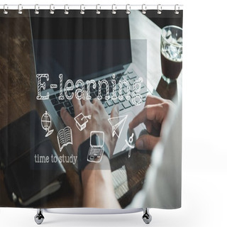 Personality  Man E-learning On Laptop  Shower Curtains