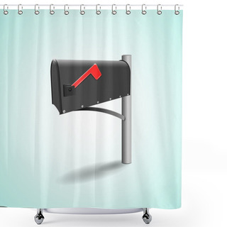 Personality  Mailbox With Flag. Vector Illustration Shower Curtains