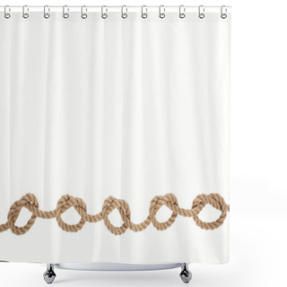 Personality  Nautical Brown Rope With Sea Knots Isolated On White  Shower Curtains