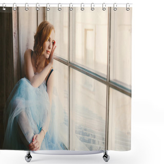 Personality  Woman Near The Big Window Shower Curtains