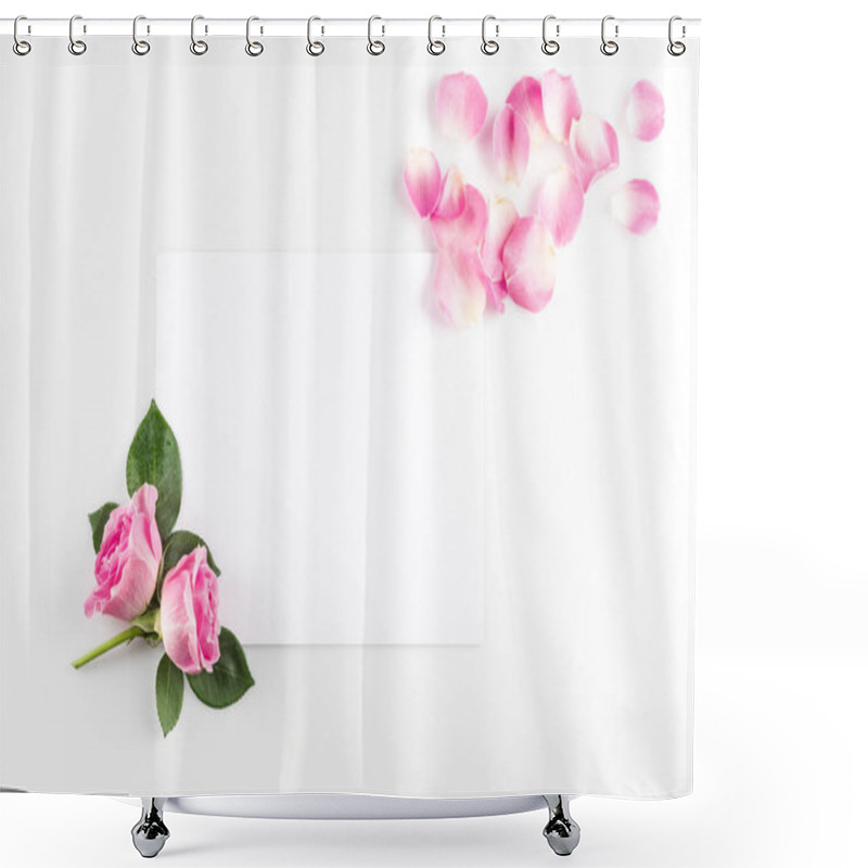 Personality  pink roses and blank card shower curtains