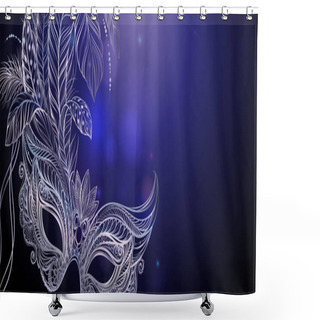 Personality  Silver Carnival Mask With Feathers. Shower Curtains