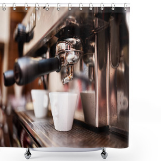 Personality  Espresso Machine Making Coffee In Pub, Bar, Restaurant Shower Curtains