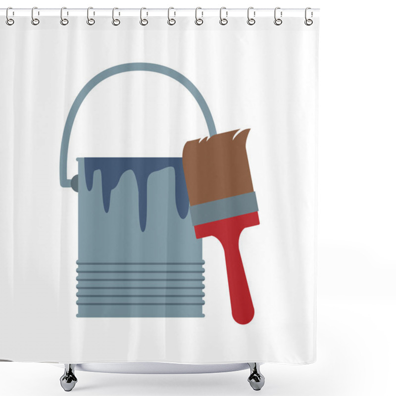 Personality  Paint Bucket And Brush Icon Shower Curtains
